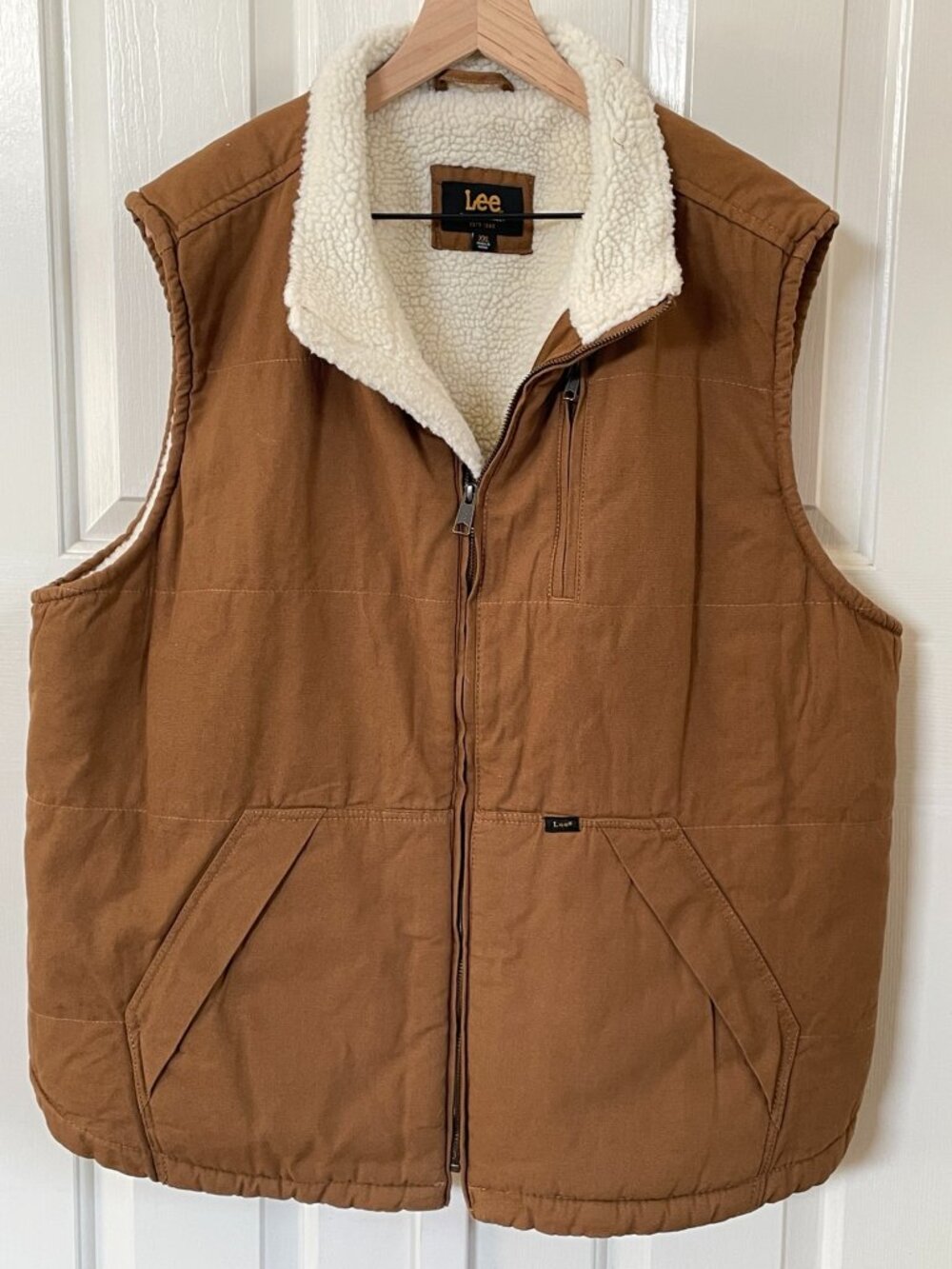 Lee Premium Select Sherpa Lined Canvas Workwear Vest Brown Men’s XXL